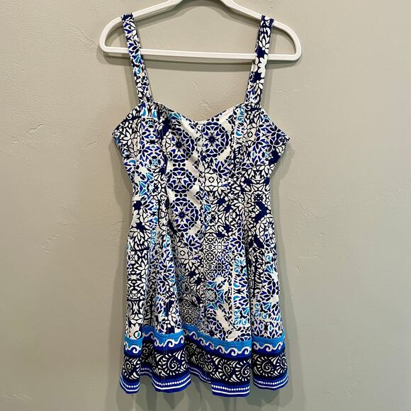 NWT Avec Les Filles Sweetheart Neck Stretch Cotton Mini Sundress - Size: 8 - Picture 2 of 12